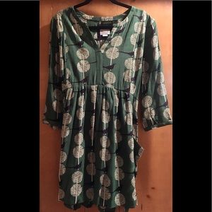 Anthropologie Meave Green Bird Dress